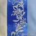Жаккард двухсторонний сине-голубой метражом арт.KISMET 103, выс.2,95м, полосы, цветочный орнамент