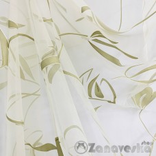 Органза оливковая метражом от 1м/п арт.PREMIER 22 выс.2,90м c абстрактным рисунком и блёстками