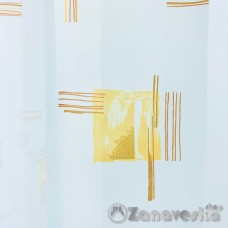 Вуаль белый метражом от 1м/п арт.ST 26 выс.2,90м с абстрактными жёлто-коричневыми квадратами