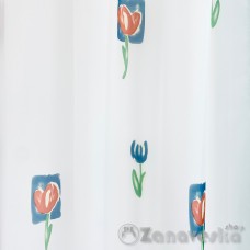 Вуаль метражом от 1м/п арт.ST 28 выс.2,90м белого цвета с красными и синими тюльпанами