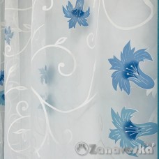 Органза белая матовая метражом от 1м/п арт.ST 37 выс.3,00м с вензелями и голубыми лилиями