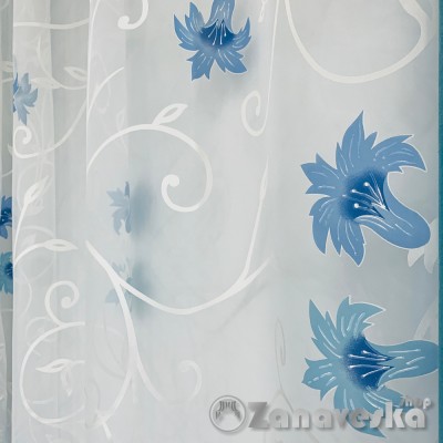 Органза белая матовая метражом от 1м/п арт.ST 37 выс.2,90м с вензелями и голубыми лилиями