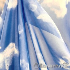 Вуаль ярко-голубой метражом от 1м/п арт.ST 60 выс.2,90м с облаками