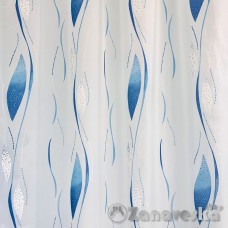Вуаль белый метражом от 1м/п арт.ST 8 выс.2,90м с сине-бирюзовым рисунком в морском стиле