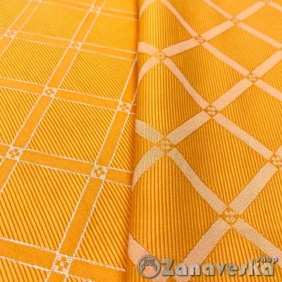 Ткань жаккардовая метражом арт.DOMTEX 157, шир.1,60м жёлто-оранжевая с ромбами