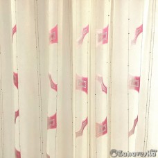 Комплект штор из тюля с пайетками арт.Star 64 с розовым рисунком  