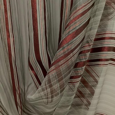 Ткань тюлевая арт.Star 71, выс.3,05м серого цвета с красными люрексовыми полосками