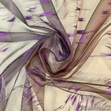 Ткань тюлевая арт.Domtex 151, выс.3,20м органза фиолетовая с вышивкой 