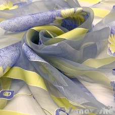 Ткань тюлевая арт.Ipek 1 выс.3,00м голубая органза с цветами