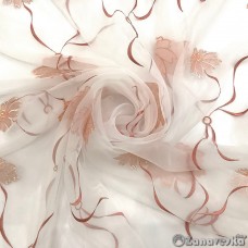 Ткань тюлевая арт.Nil 26, выс.2,85м белая органза с крупными цветами 