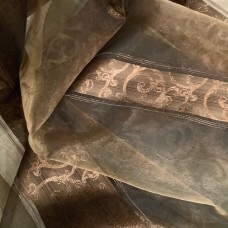 Ткань тюлевая арт.Star 42, выс.3,20м органза коричневая с рисунком